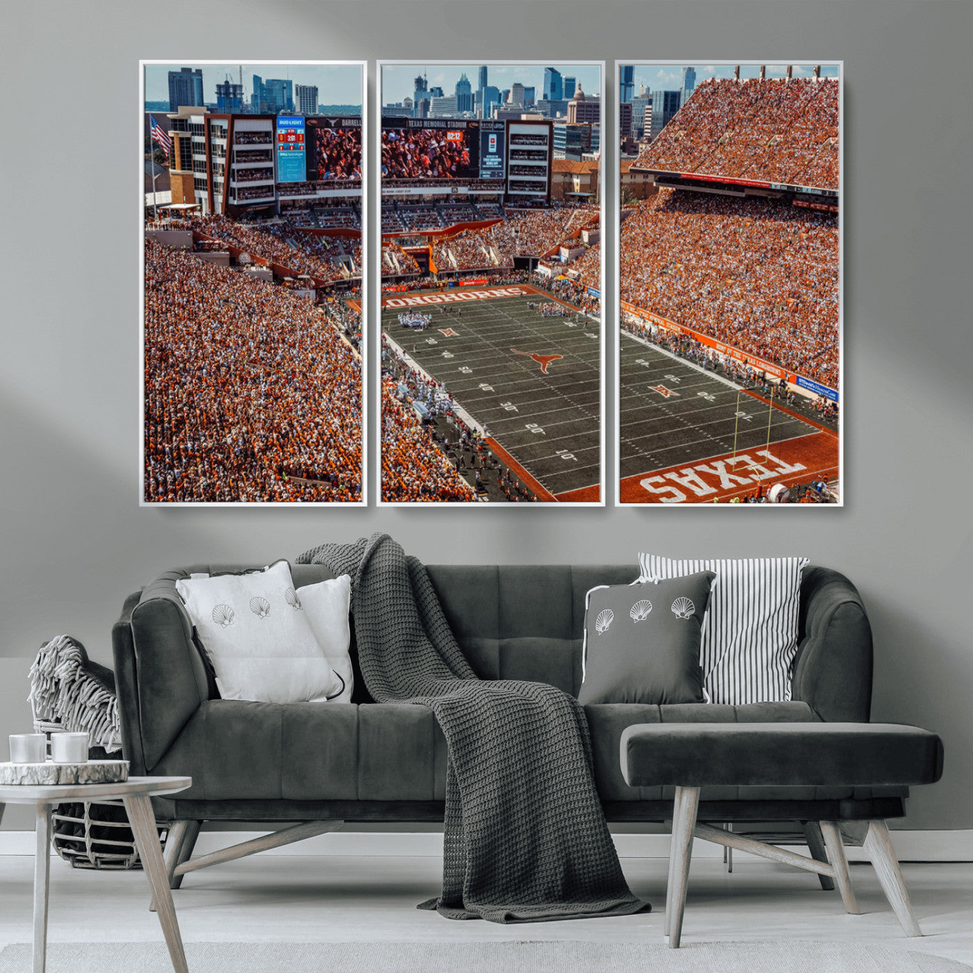 MGV-FC-48X32-3P - University of Texas Longhorns Football Team Print - Austin Darrell K Royal-Texas Memorial Stadium