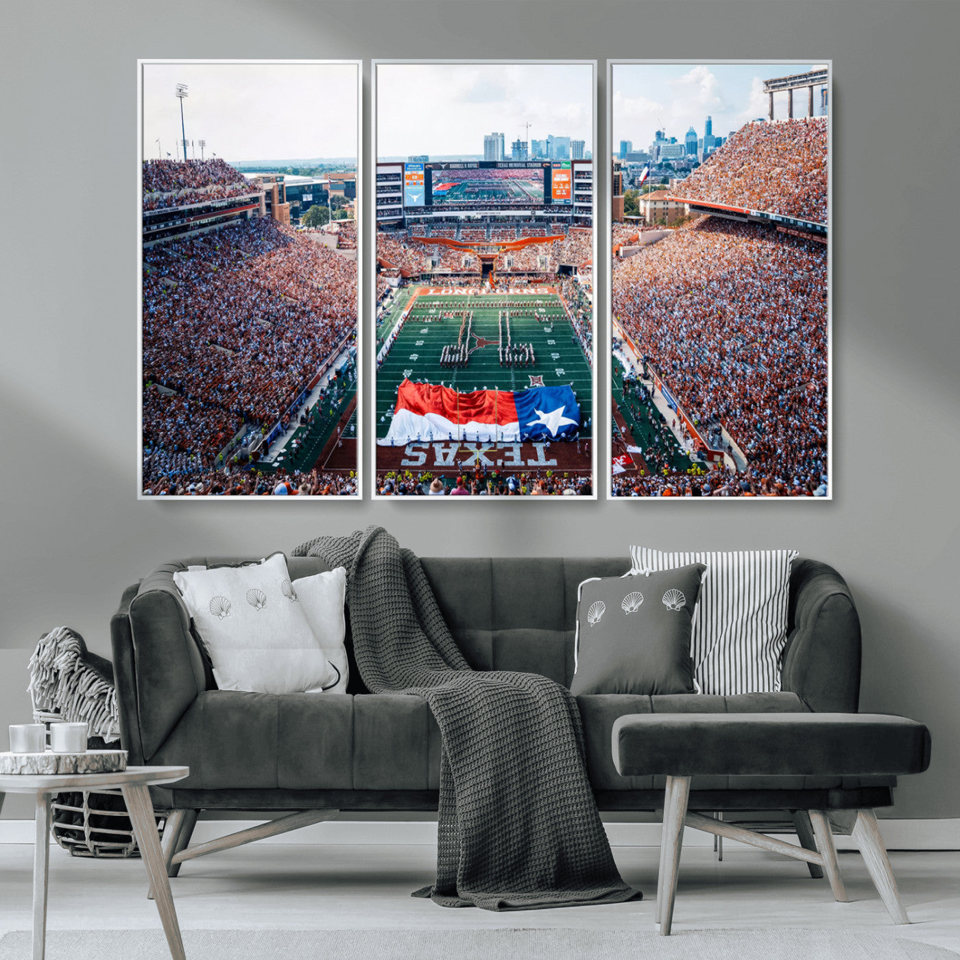 MGV-FC-48X32-3P - University of Texas Longhorns Football Team Canvas Print - Austin Darrell K Royal-Texas Memorial