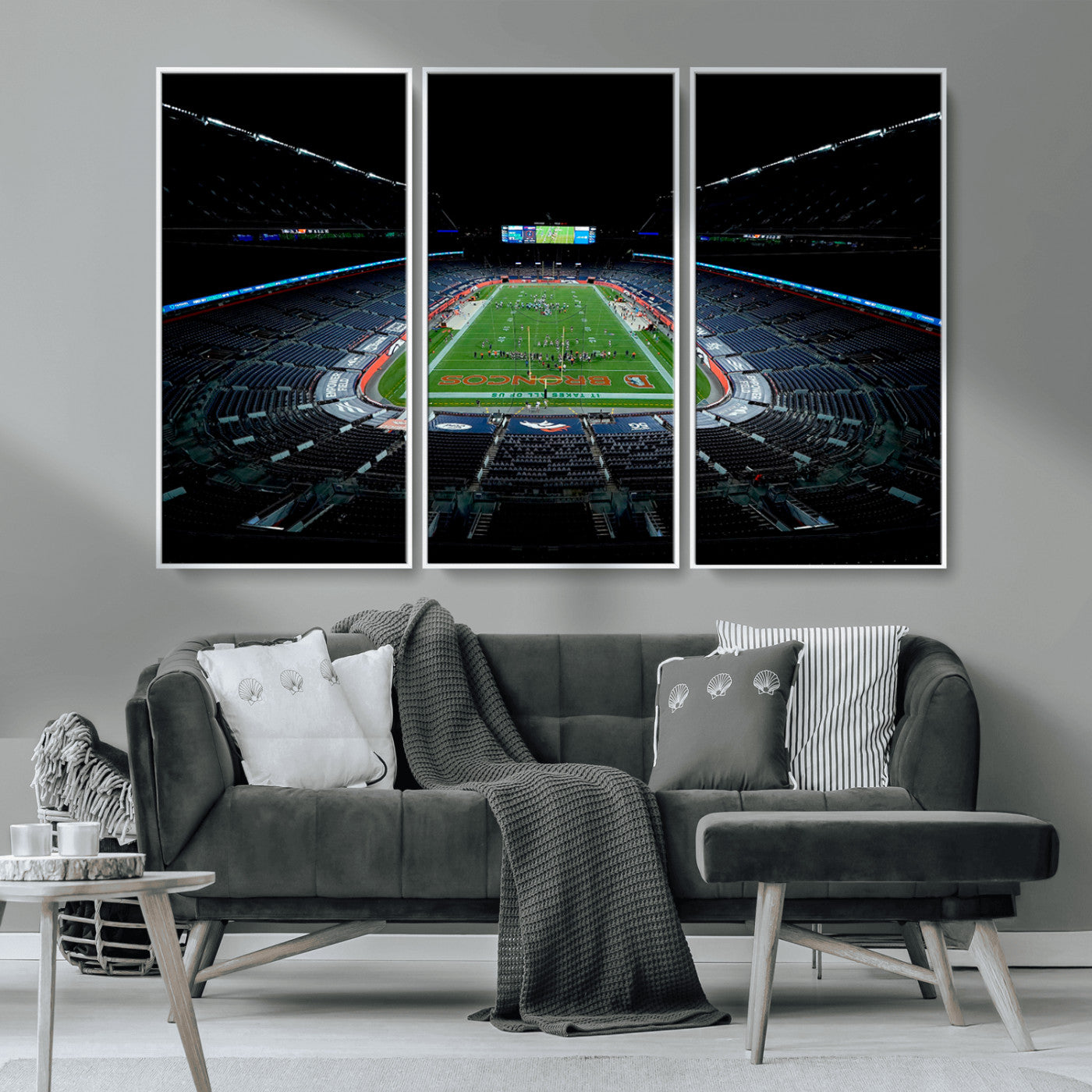 MGV-FC-48X32-3P - Denver Broncos Football Team Print Canvas- Denver Empower Field at Mile High Stadium Wall Art Canvas