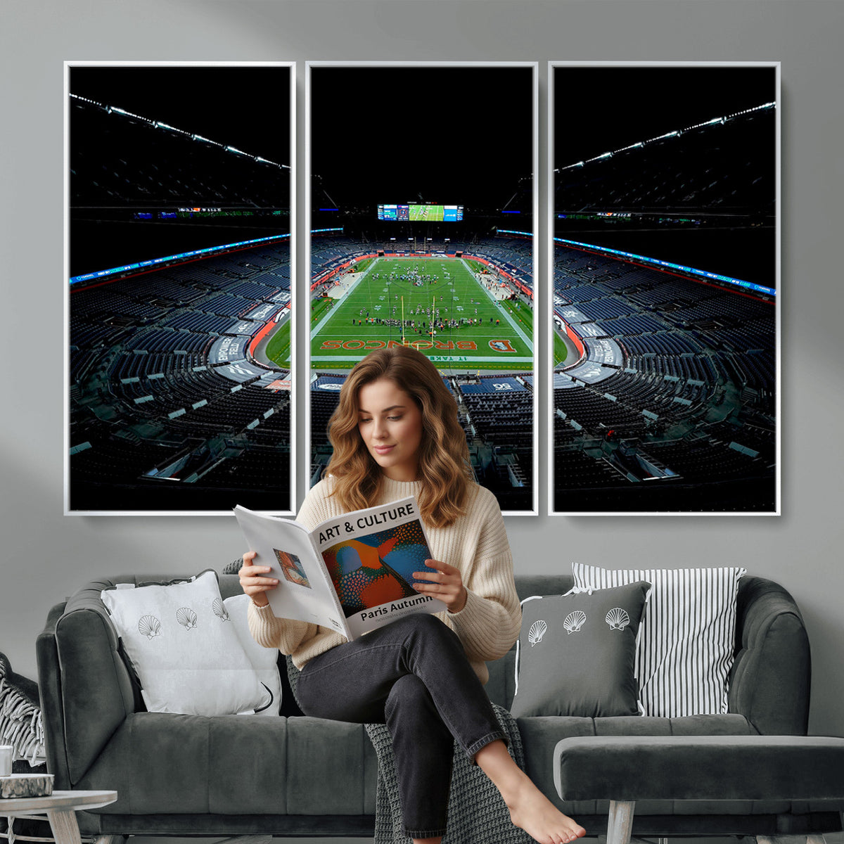 14797-MGV-CV-36X24 - Denver Broncos Football Team Print Canvas- Denver Empower Field at Mile High Stadium Wall Art Canvas