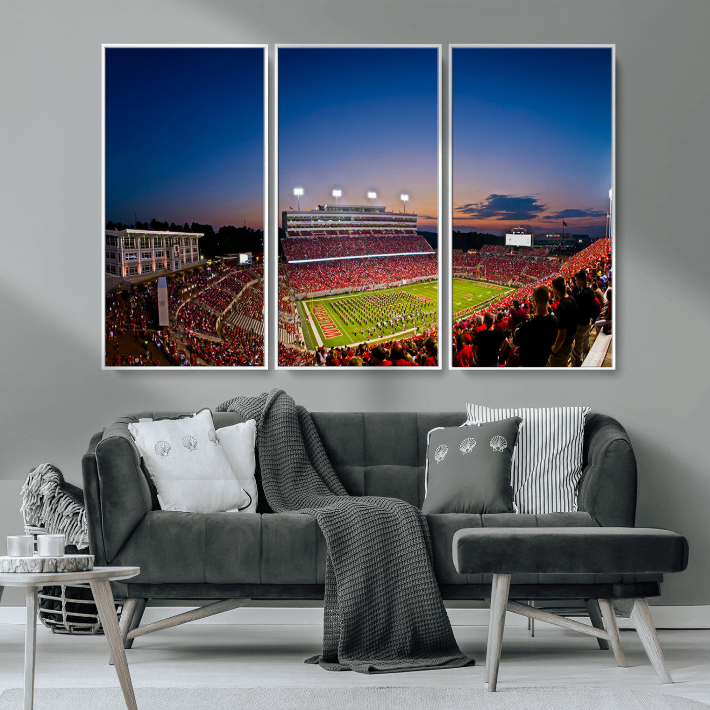MGV-FC-48X32-3P - Wolfpack Football Team Wall Art Print - Raleigh Carter-Finley Stadium Wall Art Canvas Print