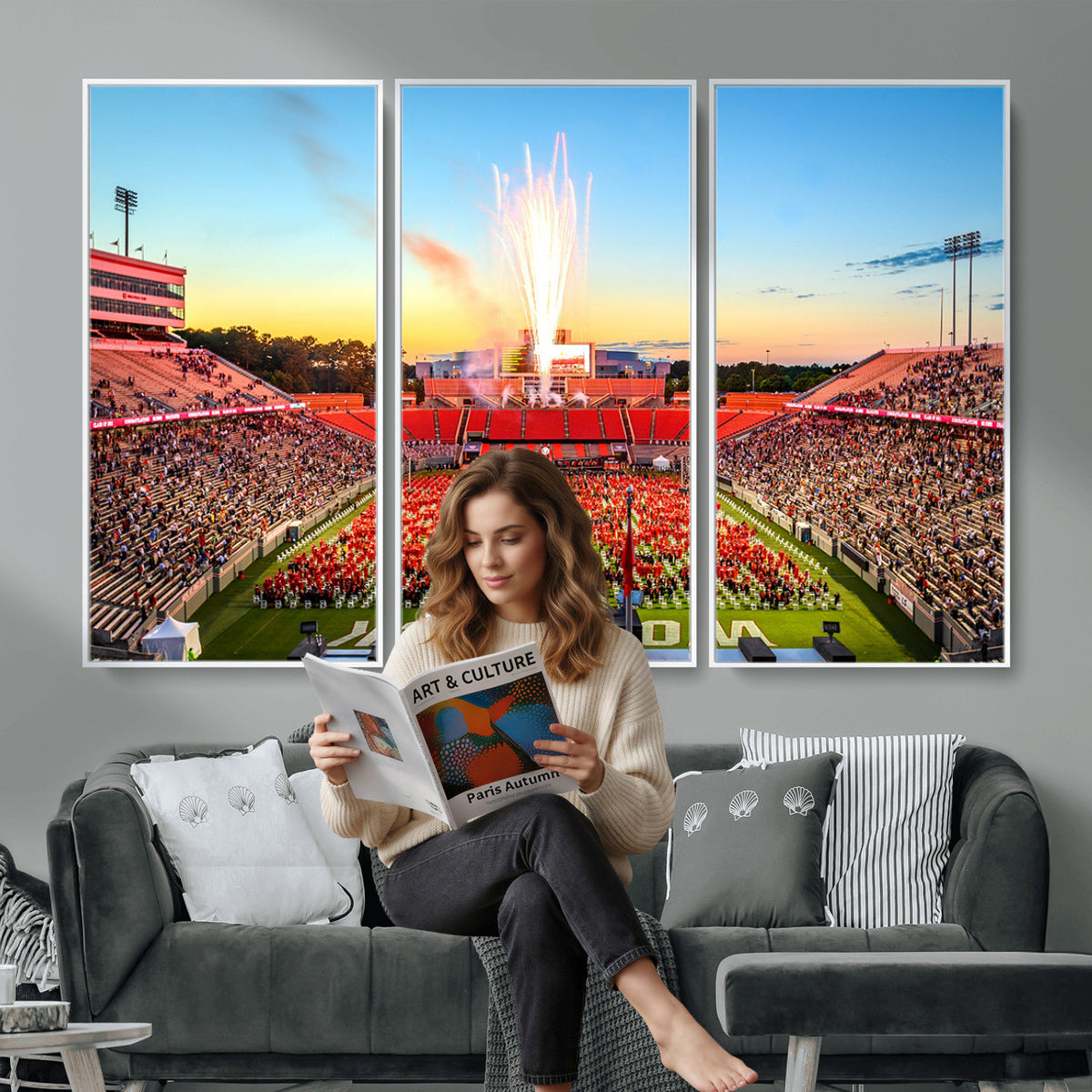 18017-MGV-CV-36X24 - North Carolina State University Canvas Print, Wolfpack Football Team Print