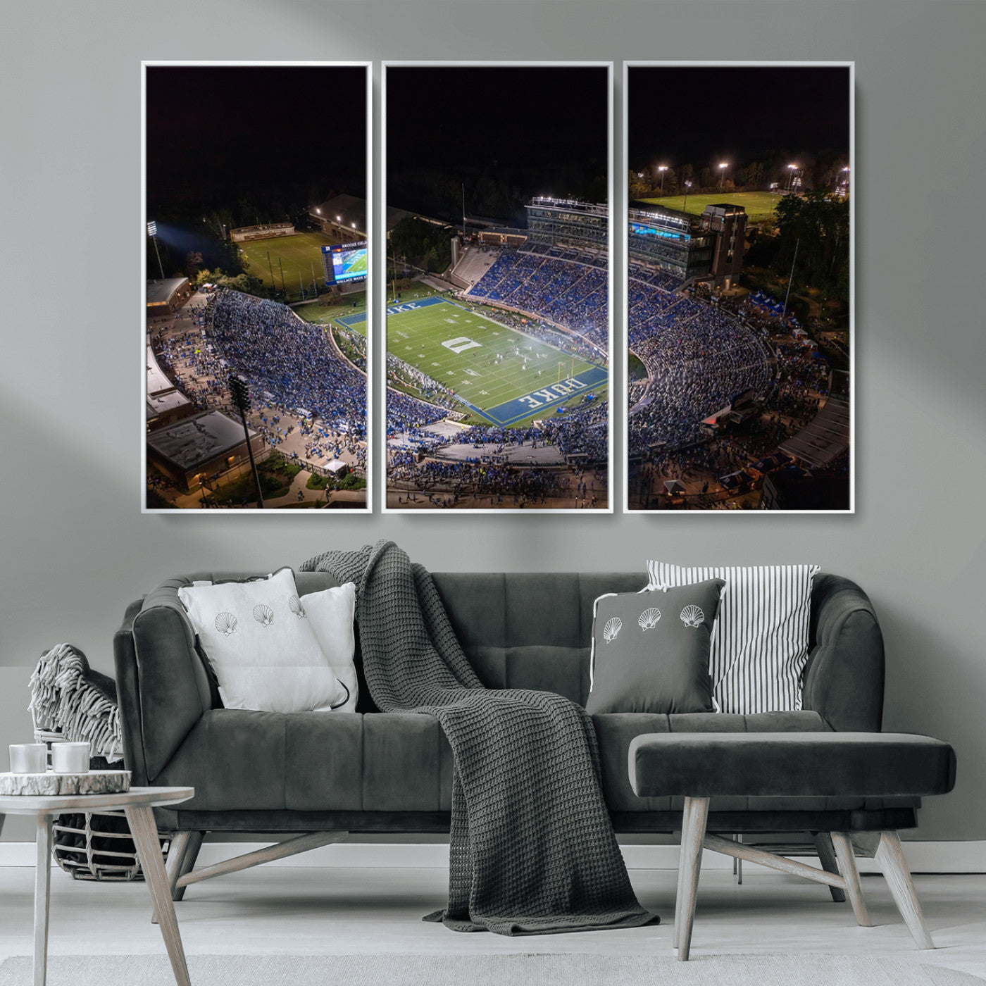MGV-FC-48X32-3P - Duke University Blue Devils Football Print Canvas - Durham Wallace Wade Stadium Wall Art Canvas
