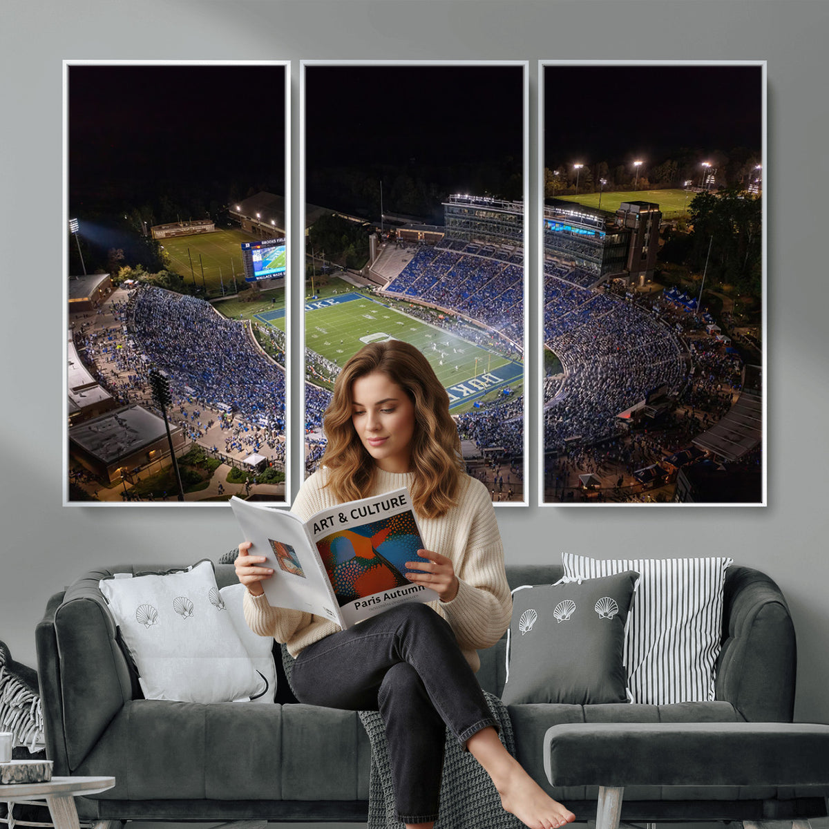 42347-MGV-CV-36X24 - Duke University Blue Devils Football Print Canvas - Durham Wallace Wade Stadium Wall Art Canvas