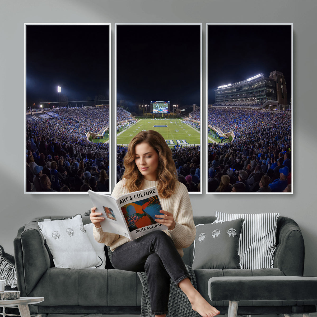 21070-MGV-CV-36X24 - Duke University Blue Devils Football Team Print - Durham Wallace Wade Stadium Wall Art Canvas Print