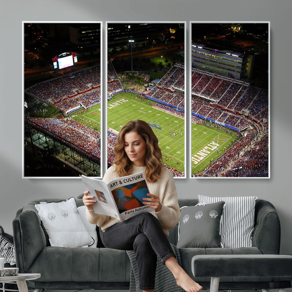 12682-MGV-CV-36X24 - Florida Atlantic University Owls Canvas Print, Football Team Print - Boca Raton FAU Stadium Wall Art