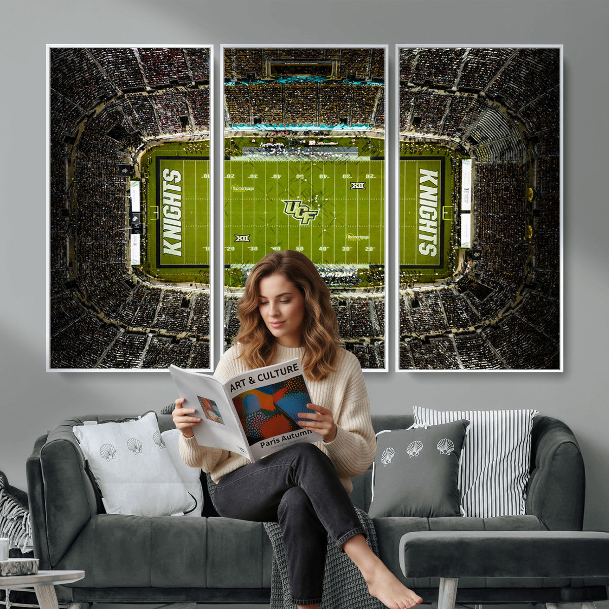 58050-MGV-CV-36X24 - UCF Knights Football Team Print - Orlando FBC Mortgage Stadium Wall Art, UCF Knights Canvas Print