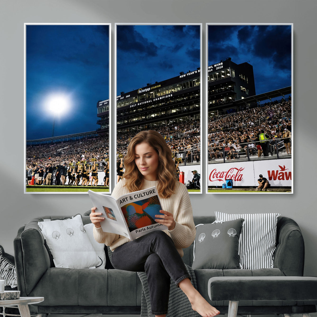 40217-MGV-CV-36X24 - UCF Knights Football Team Print - Orlando FBC Mortgage Stadium Wall Art Canvas Print