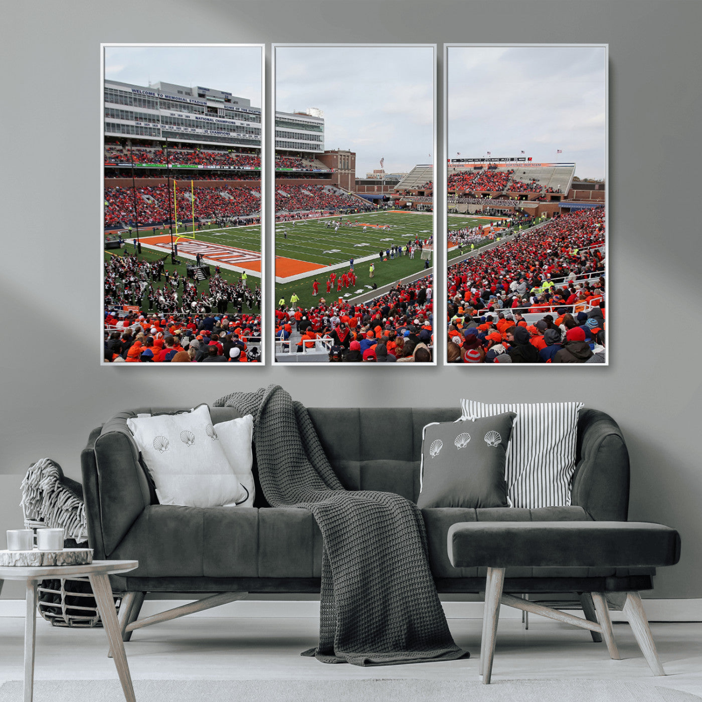 MGV-FC-48X32-3P - University of Illinois Fighting Illini Football Team Print - Champaign Illinois Memorial Stadium