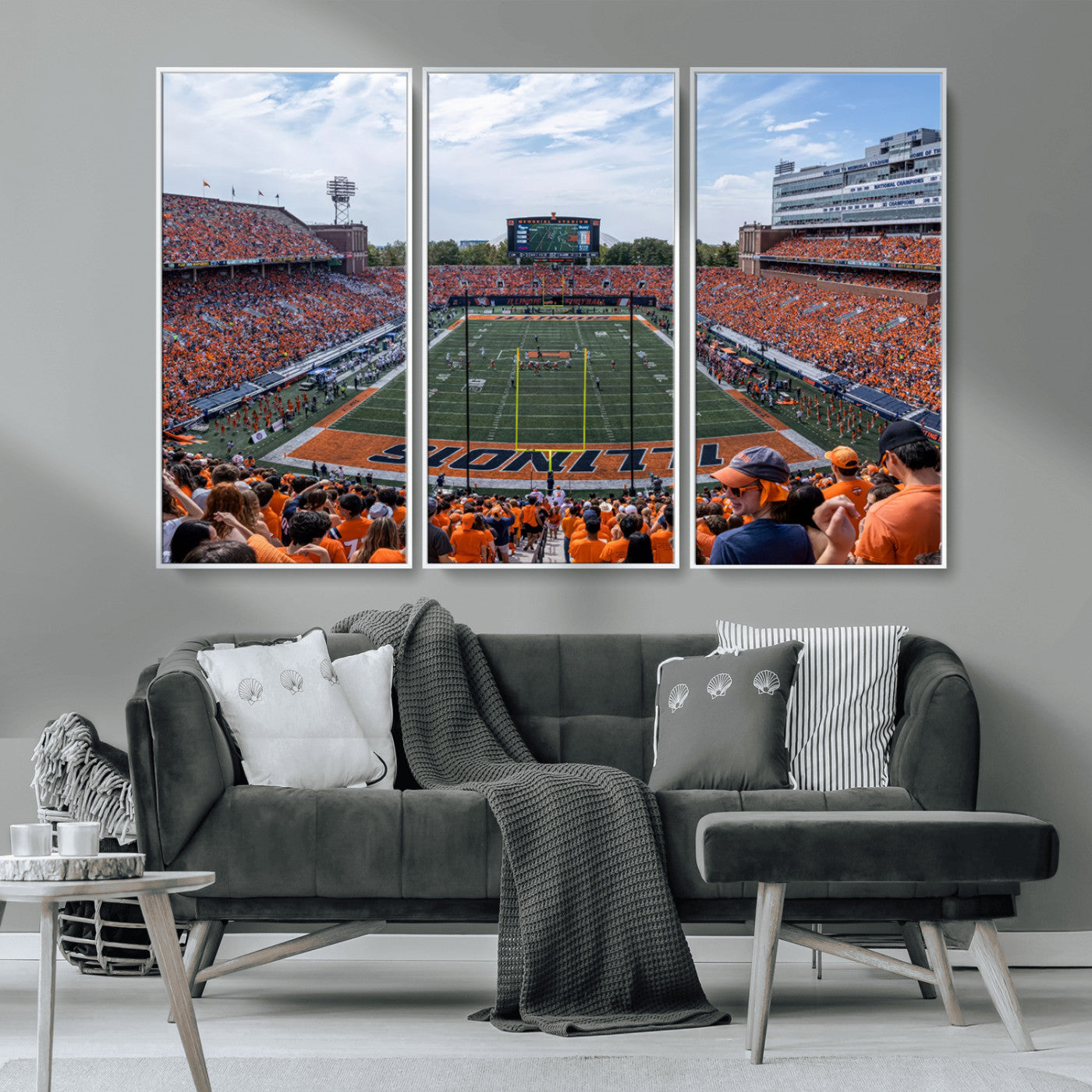 MGV-FC-48X32-3P - University of Illinois Fighting Illini Football Team Print Canvas - Champaign Illinois Memorial