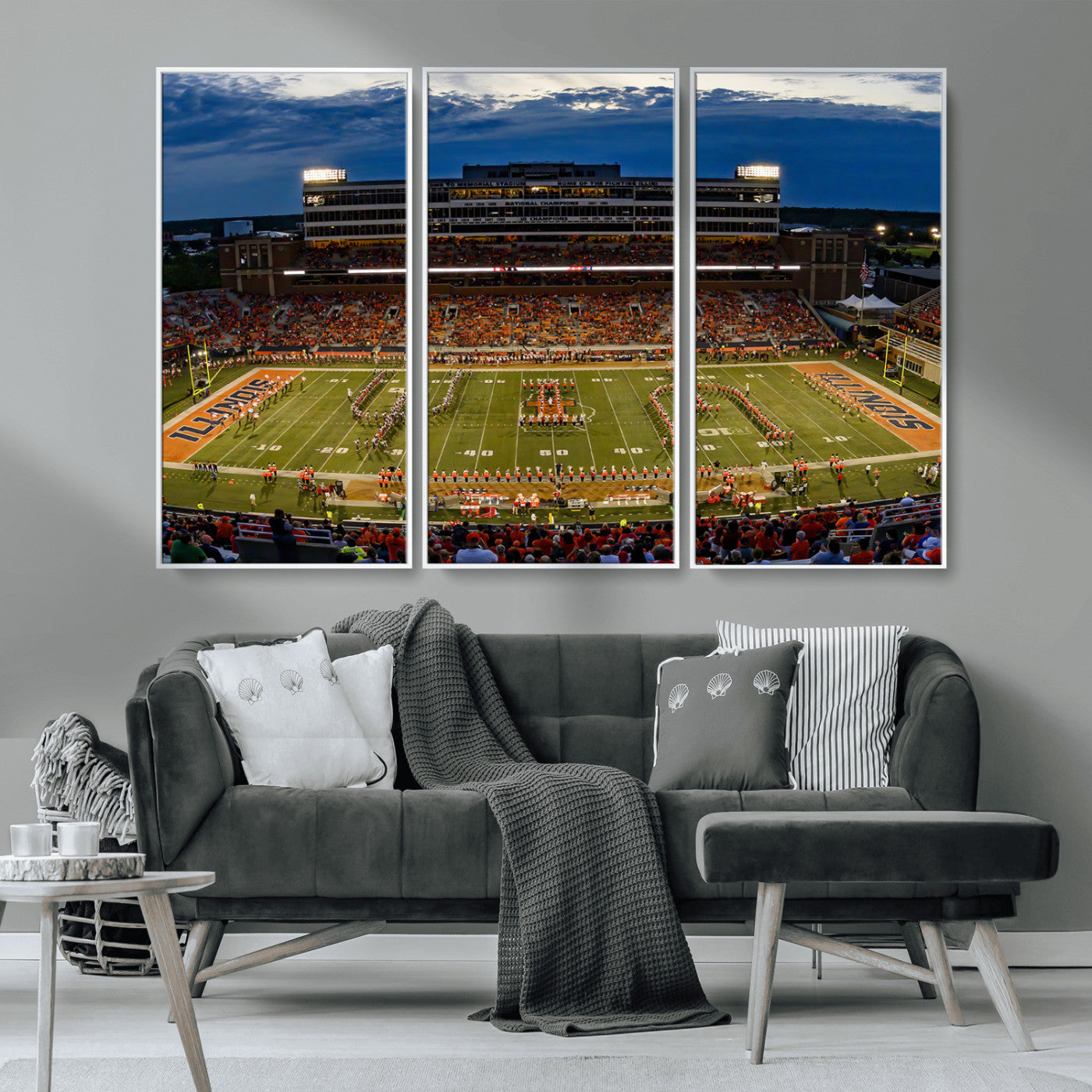 MGV-FC-48X32-3P - University of Illinois Fighting Illini Football Team Print - Champaign Illinois Memorial Stadium