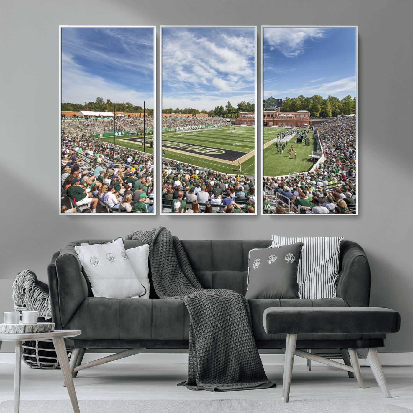 MGV-FC-48X32-3P - University of Charlotte 49ers Football Team Print - Charlotte Jerry Richardson Stadium Canvas Print