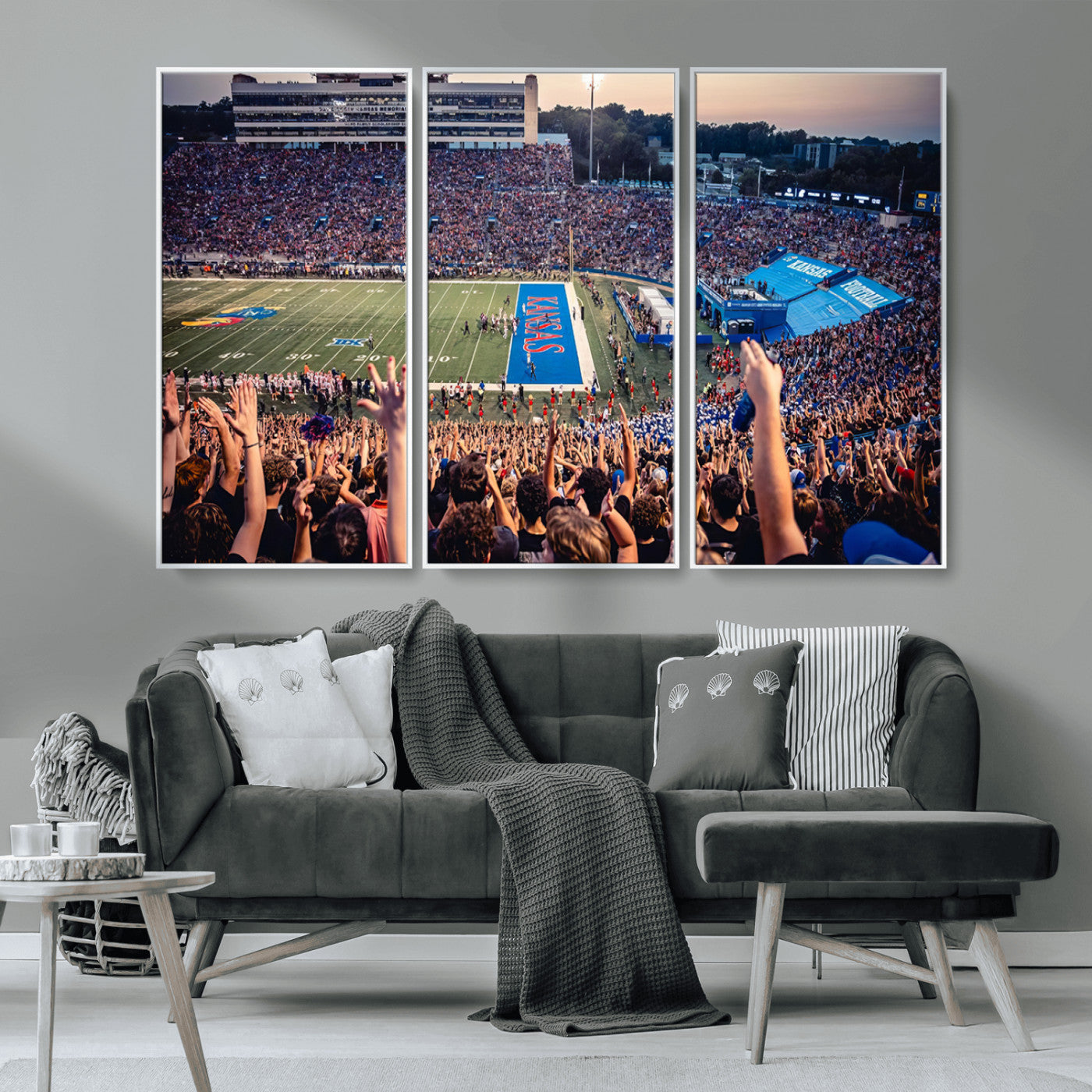 MGV-FC-48X32-3P - University of Kansas Jayhawks Football Team Art Print - Lawrence Kansas Memorial Stadium Wall Art