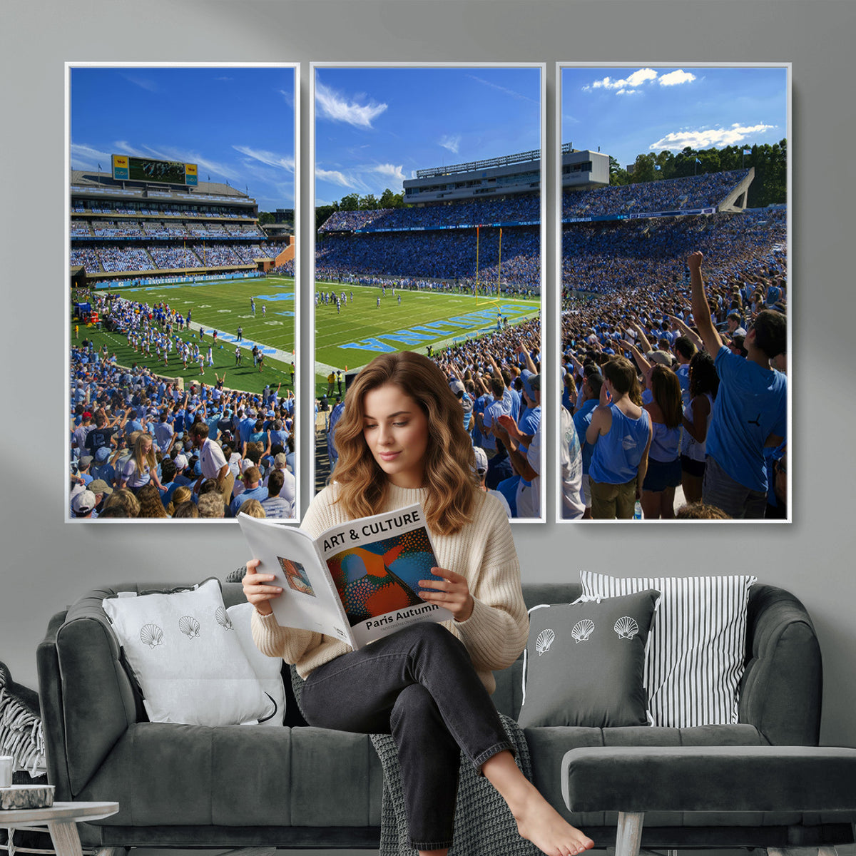 58540-MGV-CV-36X24 - University of North Carolina Tar Heels Team Canvas Print - Chapel Hill Kenan Memorial Stadium Wall