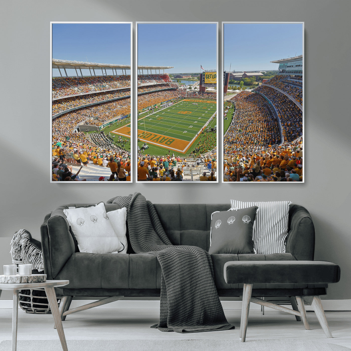 MGV-FC-48X32-3P - Baylor University Bears Football Team Print - Waco McLane Stadium Wall Art Canvas Print
