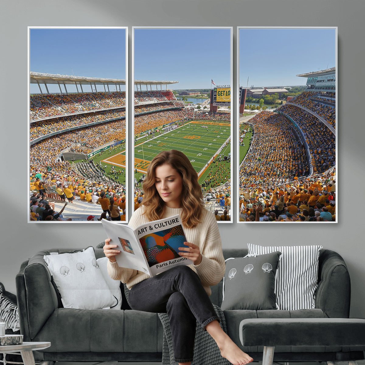 49912-MGV-CV-36X24 - Baylor University Bears Football Team Print - Waco McLane Stadium Wall Art Canvas Print