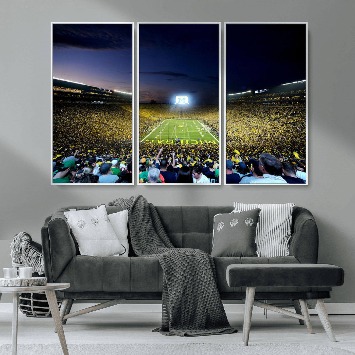 MGV-FC-48X32-3P - University of Michigan Wolverines Football Team Print - Ann Arbor Michigan Stadium Canvas Print