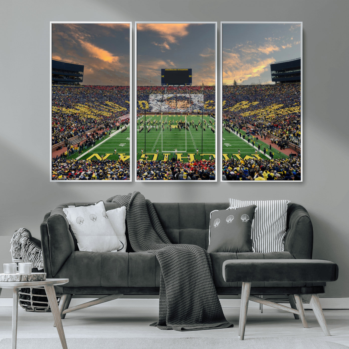 MGV-FC-48X32-3P - University of Michigan Wolverines Print Canvas, Football Team Print - Ann Arbor Michigan Stadium