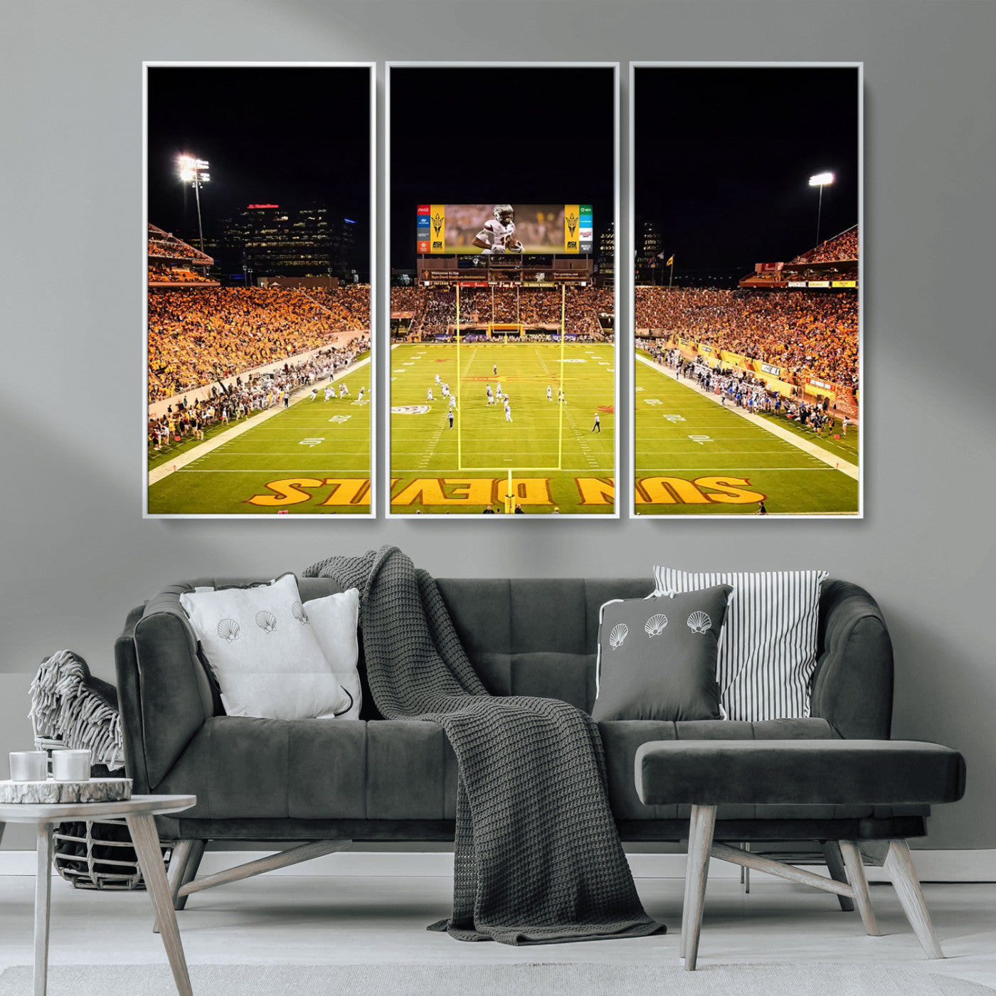 MGV-FC-48X32-3P - ASU Sun Devils Football Team Print - Phoenix Mountain America Stadium Canvas Print