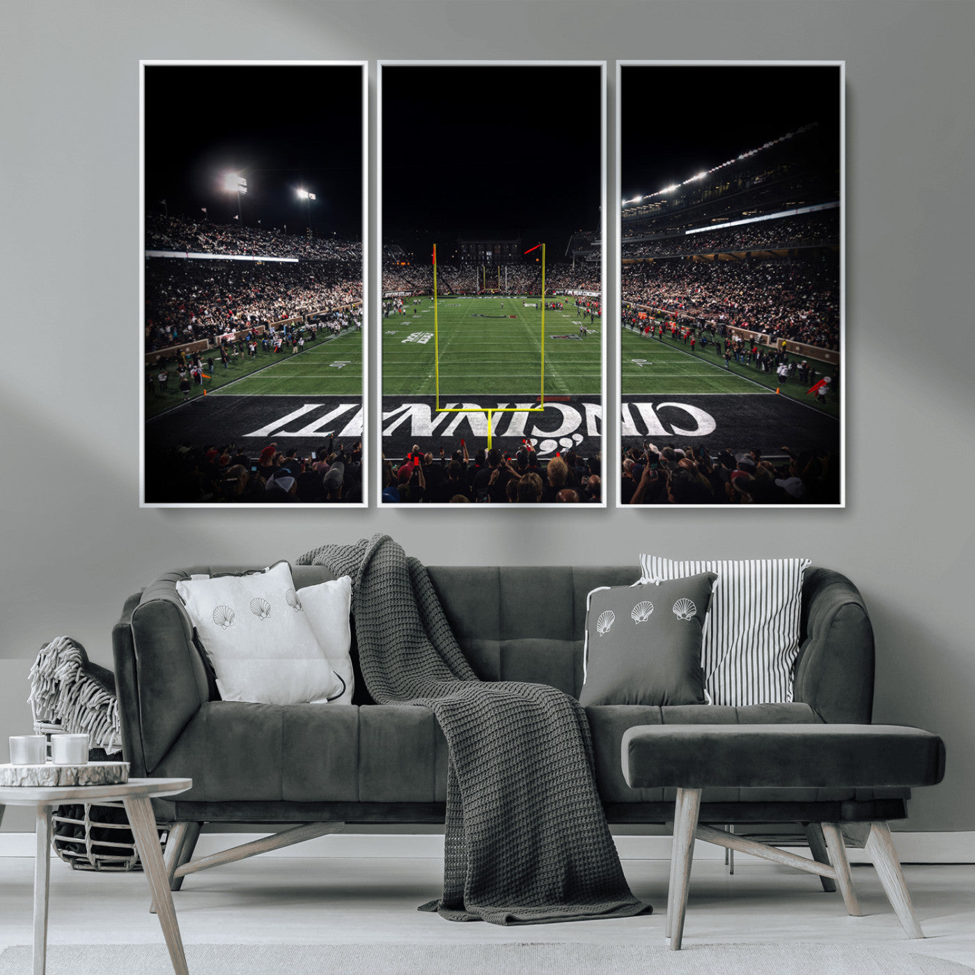 MGV-FC-48X32-3P - Cincinnati Bearcats Football Team Print - Nippert Stadium Wall Art Canvas Print
