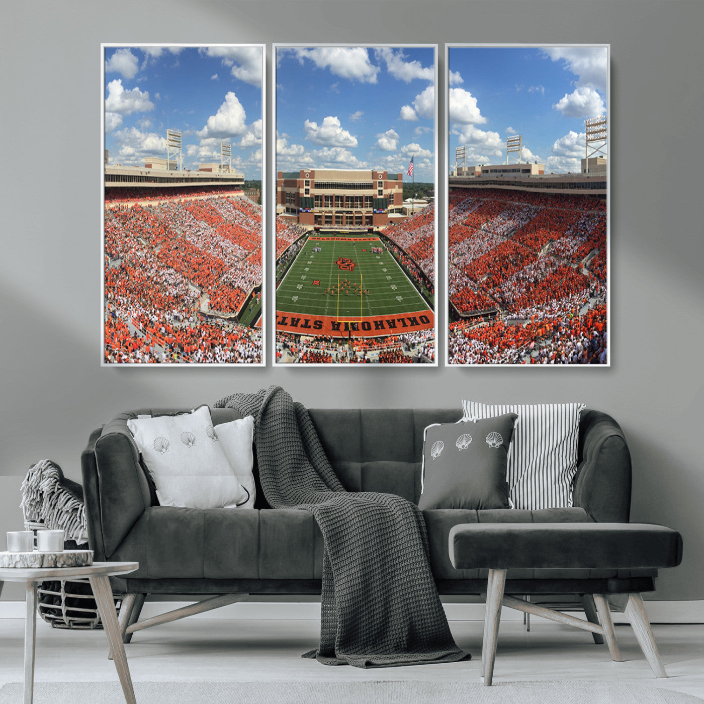 MGV-FC-48X32-3P - Oklahoma State Cowboys Football Team Print - Stillwater Boone Pickens Stadium Wall Art Canvas Print