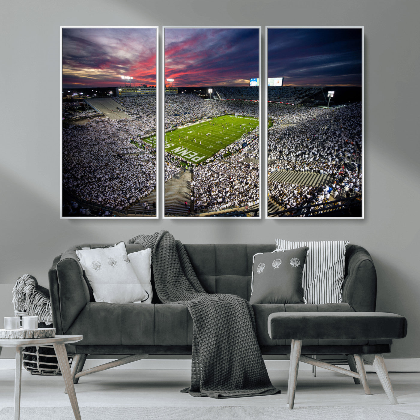 MGV-FC-48X32-3P - Penn State Nittany Lions Football Team Print - University Park Beaver Stadium Art Canvas Print