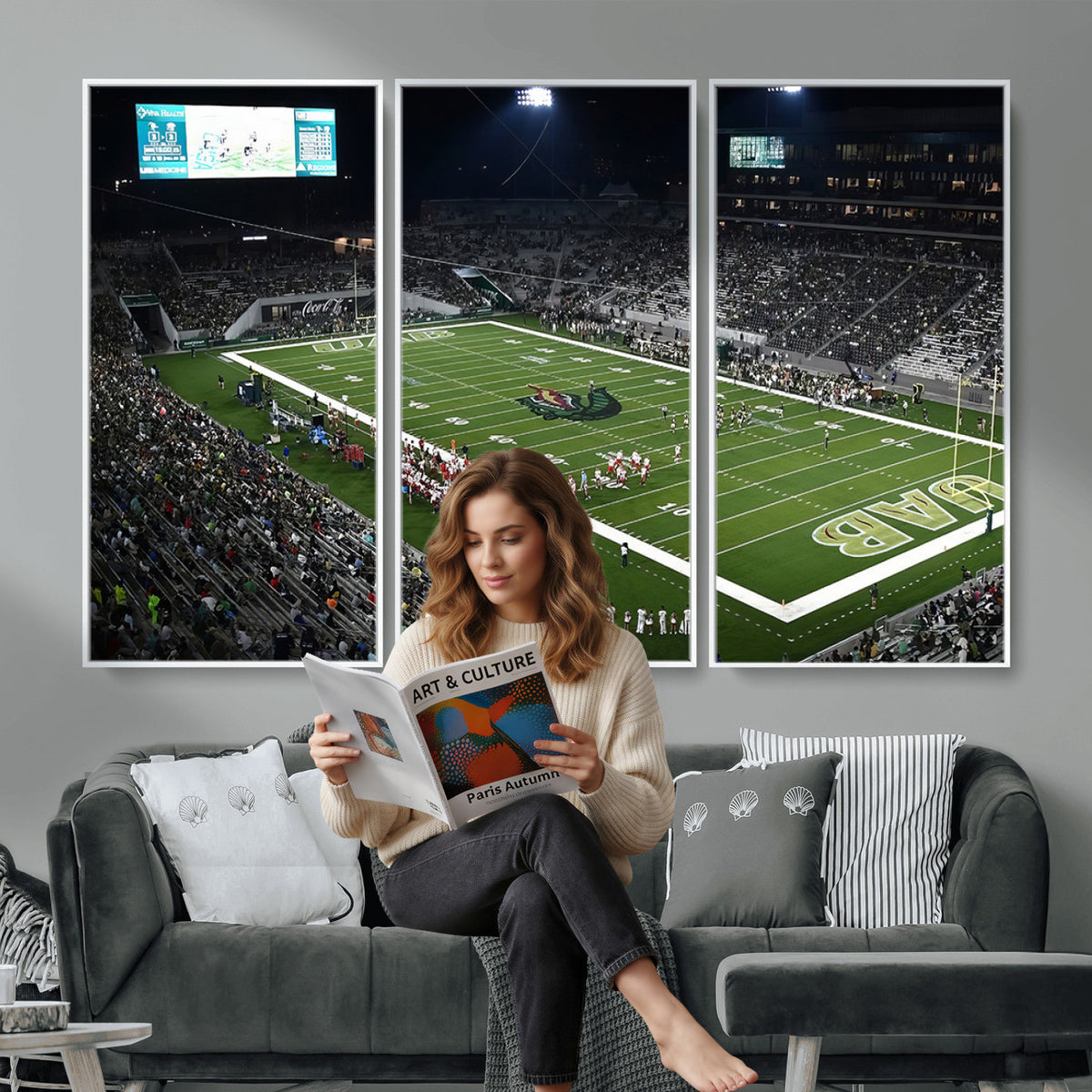 81740-MGV-CV-36X24 - UAB Blazers Football Team Print - Birmingham Protective Stadium Wall Art Canvas Print