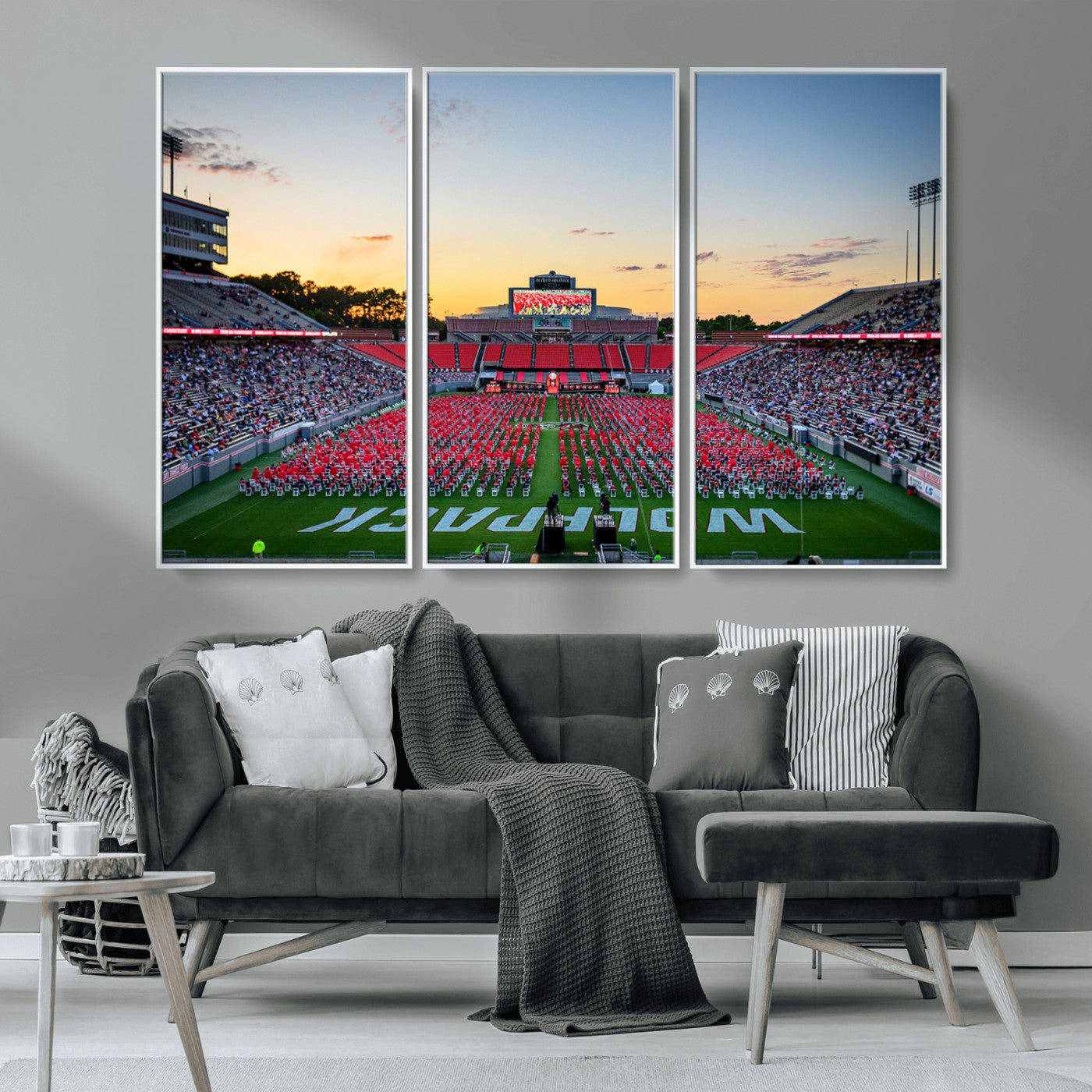 MGV-FC-48X32-3P - NC State Wolfpack Football Team Print Wall Art - Raleigh Carter-Finley Stadium Wall Art Canvas Print