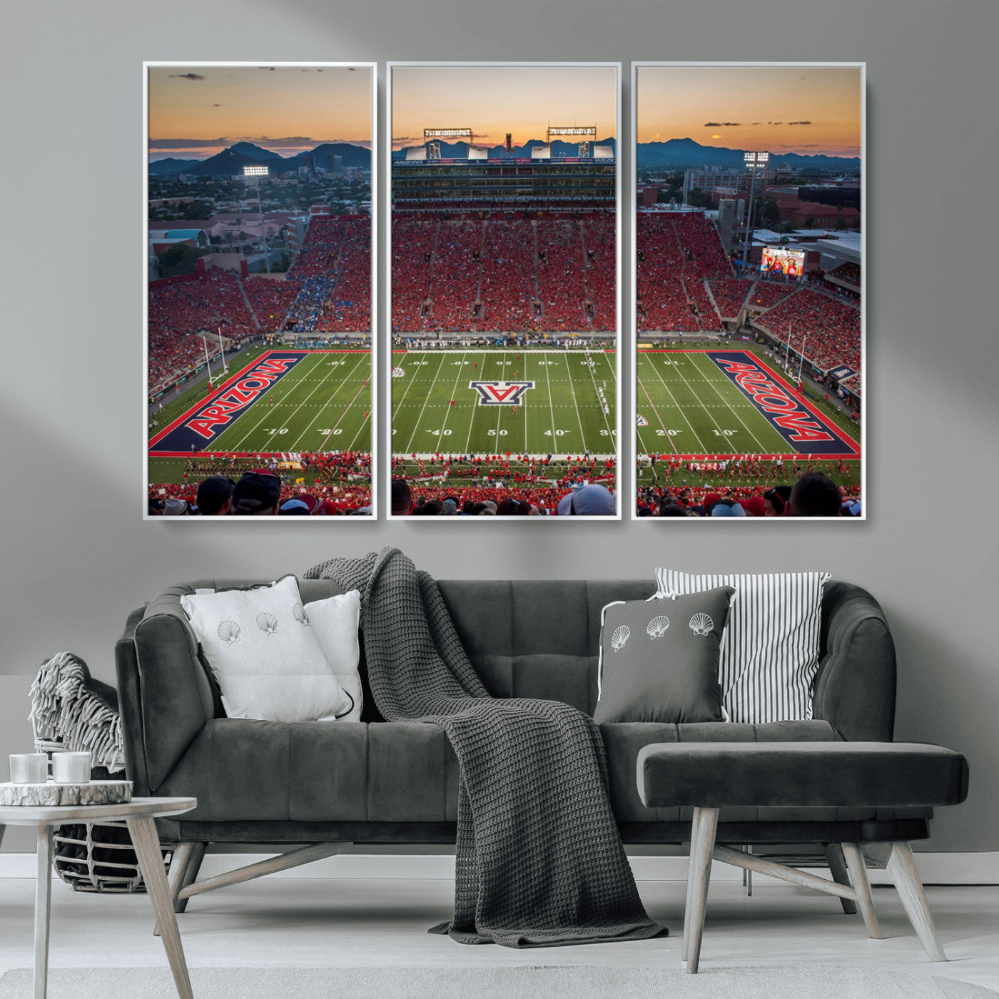 MGV-FC-48X32-3P - Arizona Wildcats Football Team Print - Tucson Arizona Stadium Wall Art Canvas Print