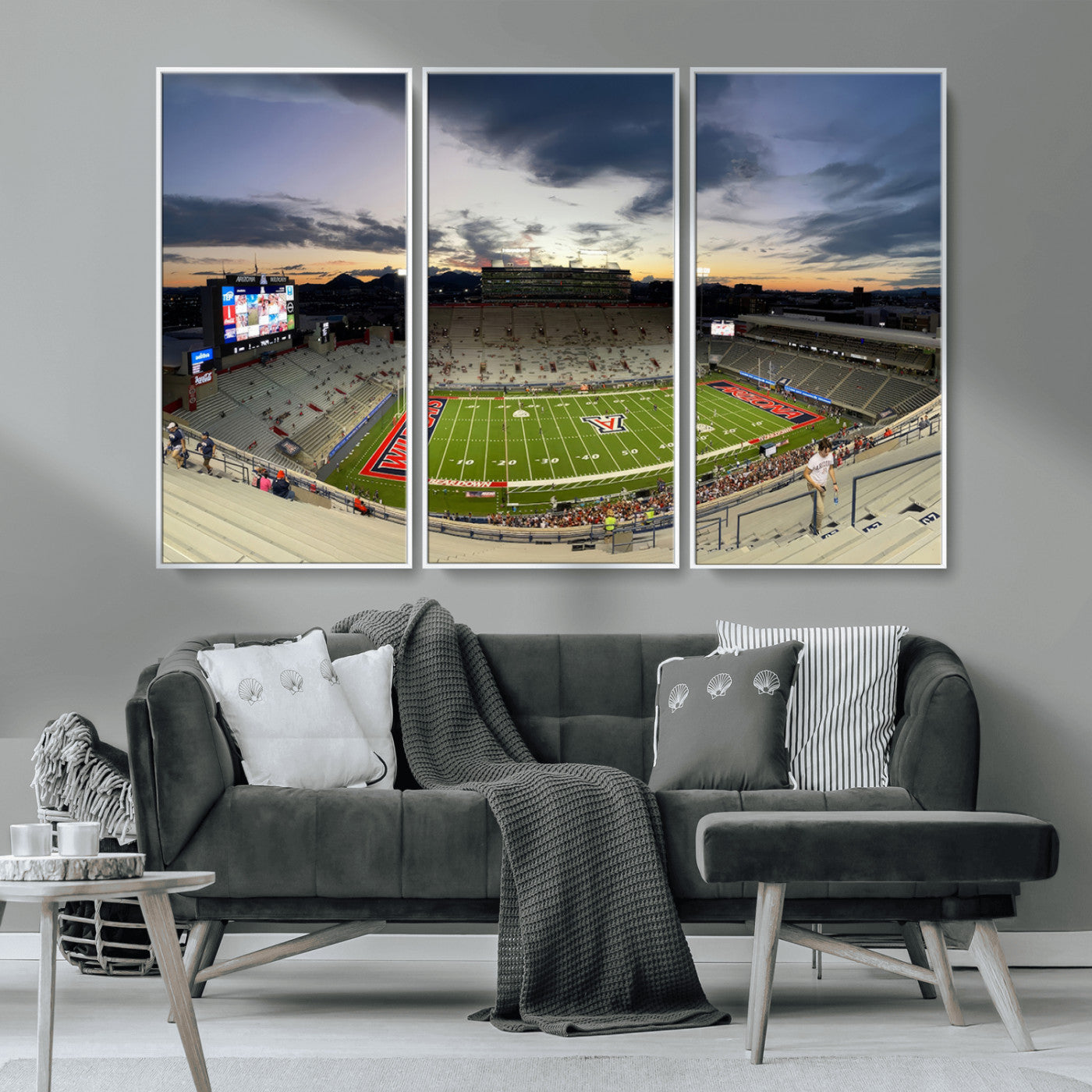 MGV-FC-48X32-3P - Arizona Wildcats Football Team Print - Tucson Arizona Stadium Wall Art Canvas Print