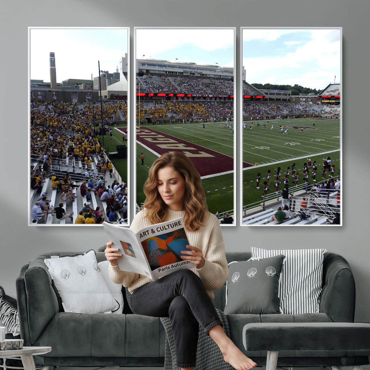 61503-MGV-CV-36X24 - Boston College Eagles Football Team Print - Boston Alumni Stadium Wall Art Canvas Print
