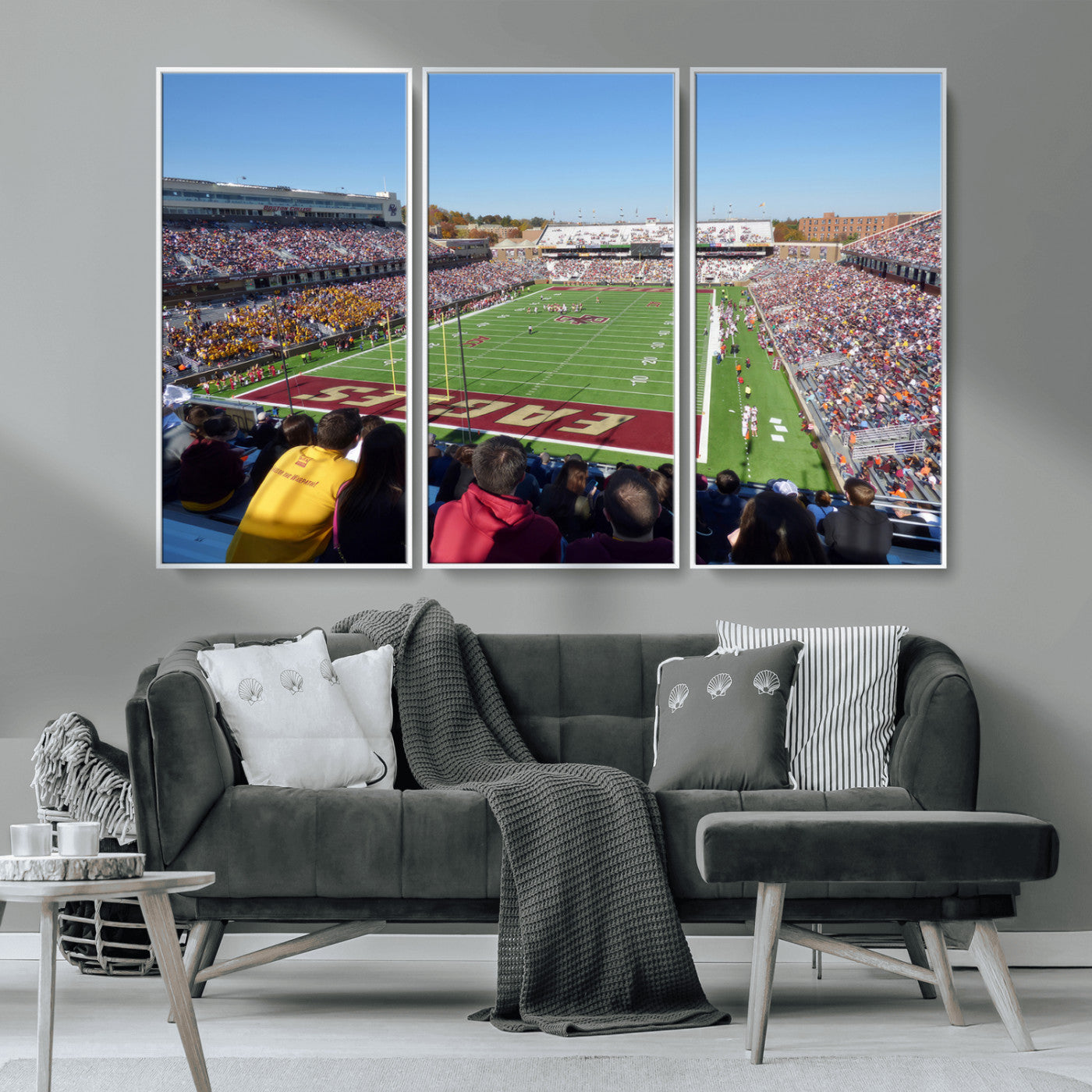 MGV-FC-48X32-3P - Boston College Eagles Football Team Print - Boston Alumni Stadium Wall Art Canvas Print