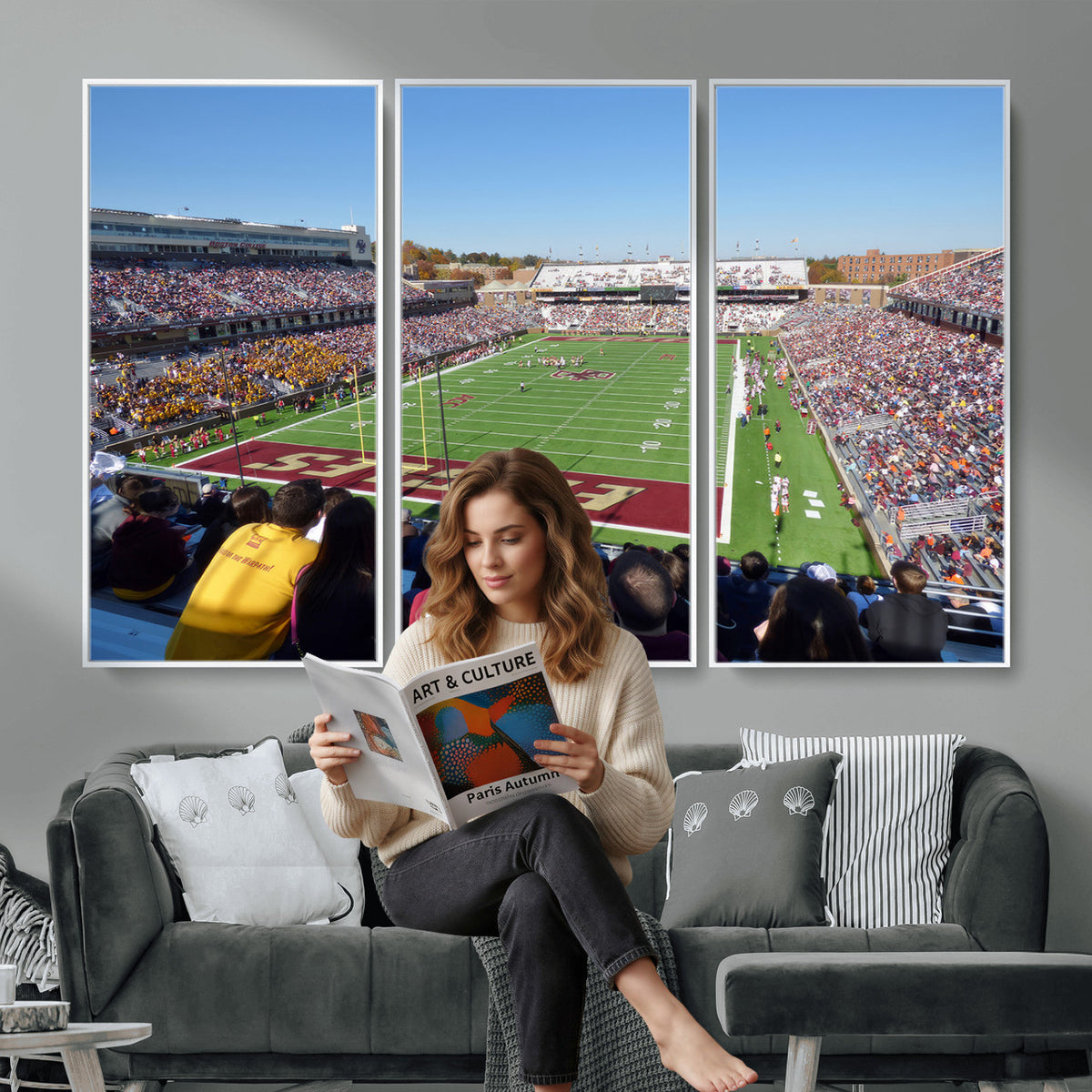 78117-MGV-CV-36X24 - Boston College Eagles Football Team Print - Boston Alumni Stadium Wall Art Canvas Print