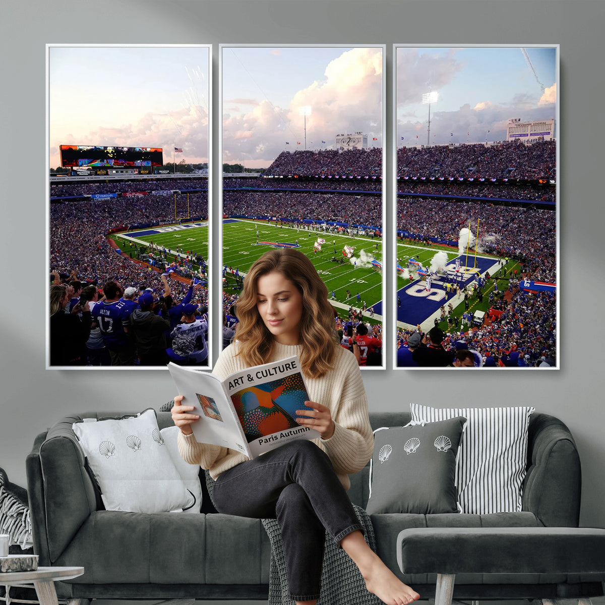 64066-MGV-CV-36X24 - Buffalo Bills Football Team Print - Buffalo Highmark Stadium Wall Art Canvas Print