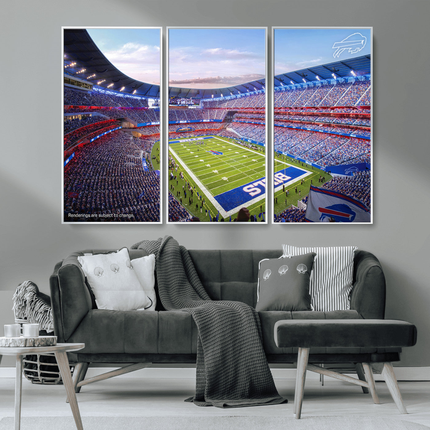 MGV-FC-48X32-3P - Buffalo Bills Football Team Print Canvas - Buffalo Highmark Stadium Wall Art Canvas Print