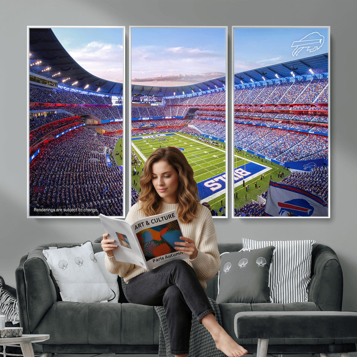 57873-MGV-CV-36X24 - Buffalo Bills Football Team Print Canvas - Buffalo Highmark Stadium Wall Art Canvas Print