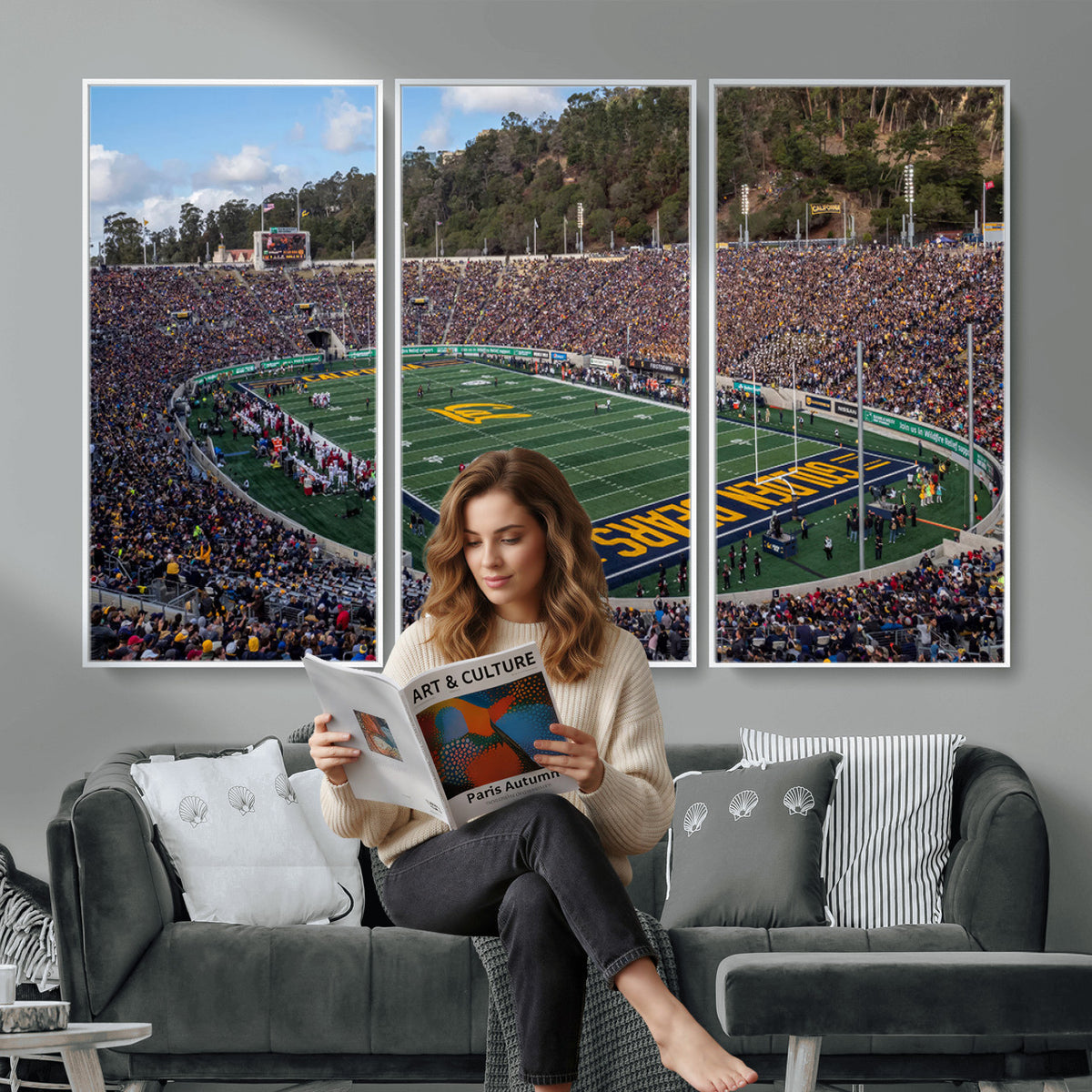 38054-MGV-CV-36X24 - University of California Golden Bears Football Team Print - Berkeley California Memorial Stadium Art