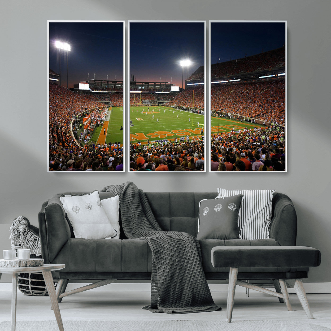 MGV-FC-48X32-3P - Clemson University Tigers Art Print, Football Team Print - Clemson Memorial Stadium Wall Art Canvas