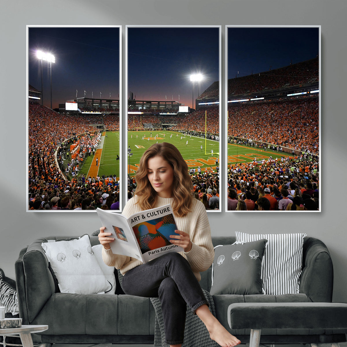 32340-MGV-CV-36X24 - Clemson University Tigers Art Print, Football Team Print