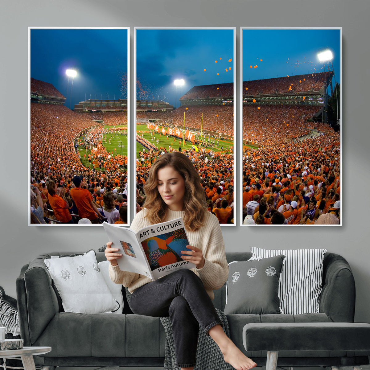 26196-MGV-CV-36X24 - Clemson University Tigers Football Team Print, Clemson