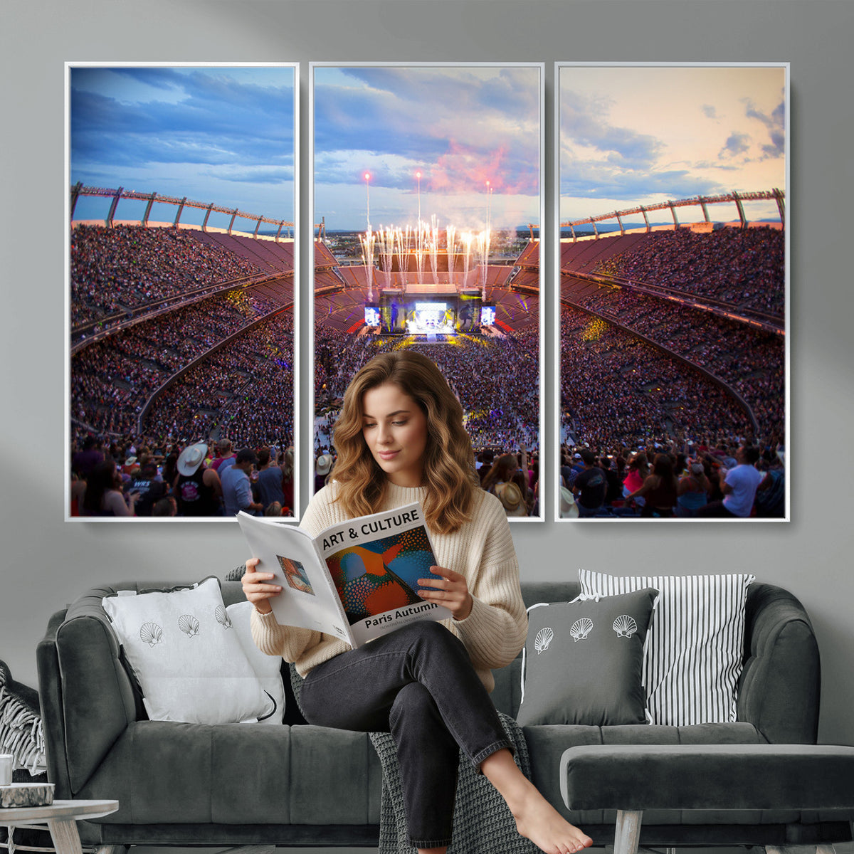 24689-MGV-CV-36X24 - Denver Broncos Football Team Print Canvas, Empower Field