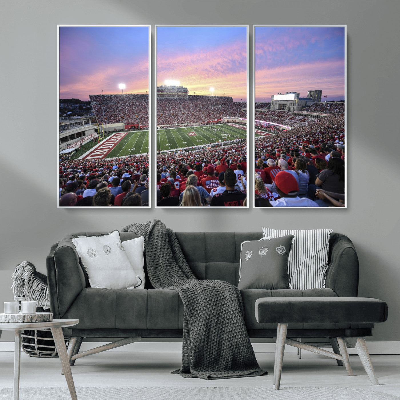 MGV-FC-48X32-3P - Indiana University Hoosiers Football Team Print - Bloomington Memorial Stadium Wall Art Canvas Print
