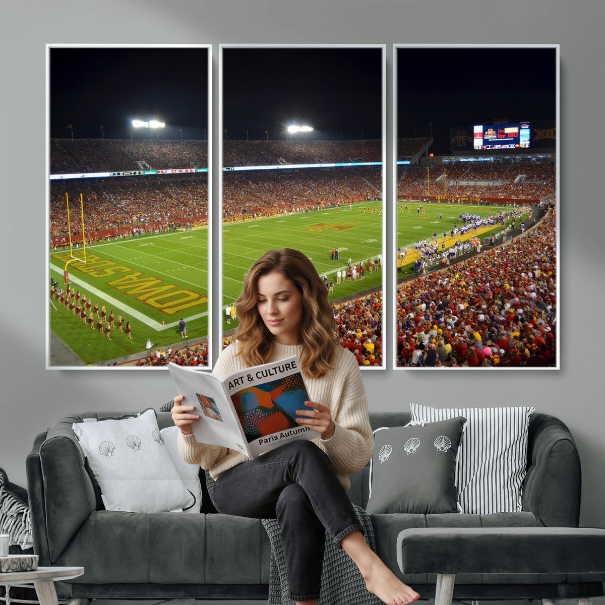 27211-MGV-CV-36X24 - Iowa State University Cyclones Football Team Print, Ames, Extra Large Game Room Wall Decor