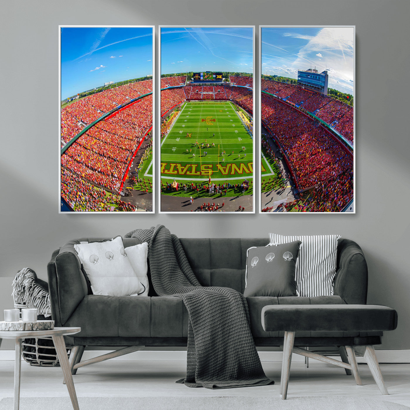 MGV-FC-48X32-3P - Iowa State University Cyclones Football Team Print - Ames Jack Trice Stadium Art Canvas Print
