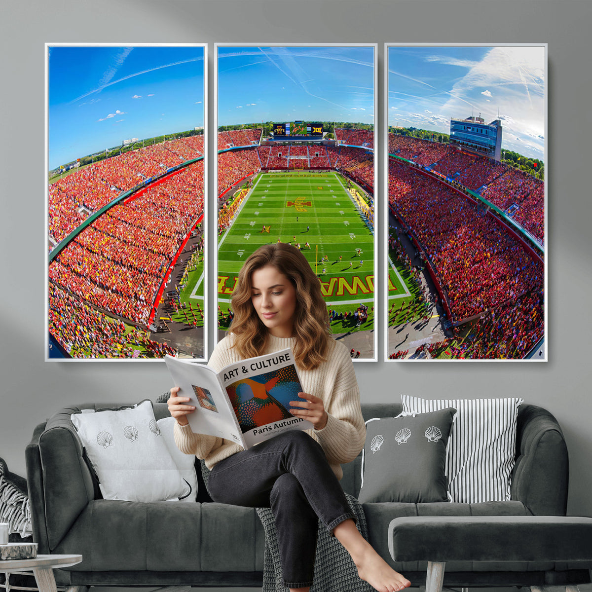 36706-PAN-FL-20X10 - Iowa State University Cyclones Football Team Print - Ames Jack Trice Stadium Art Canvas Print