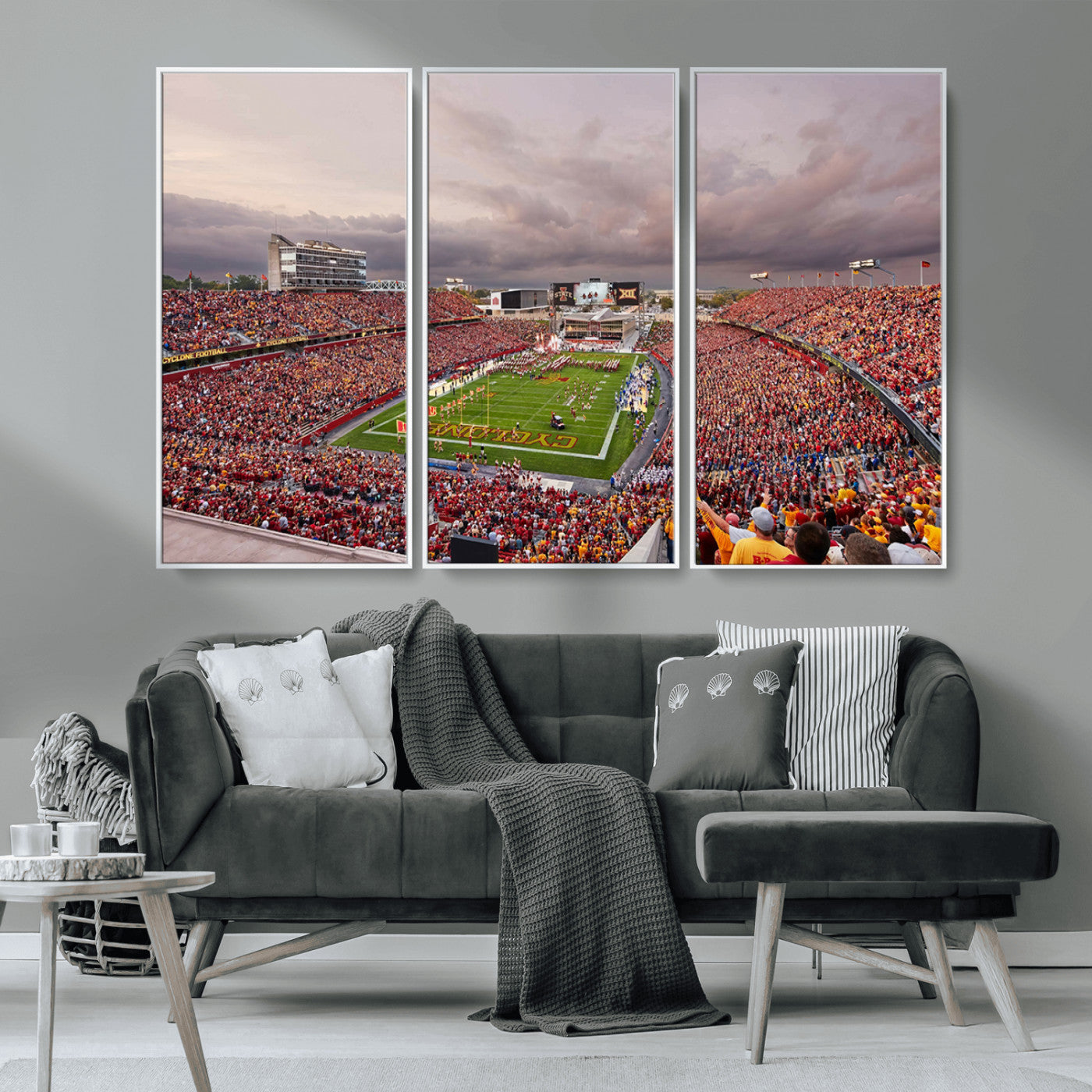 MGV-FC-48X32-3P - Iowa State University Cyclones Football Team Print - Ames Jack Trice Stadium Wall Art Canvas Print