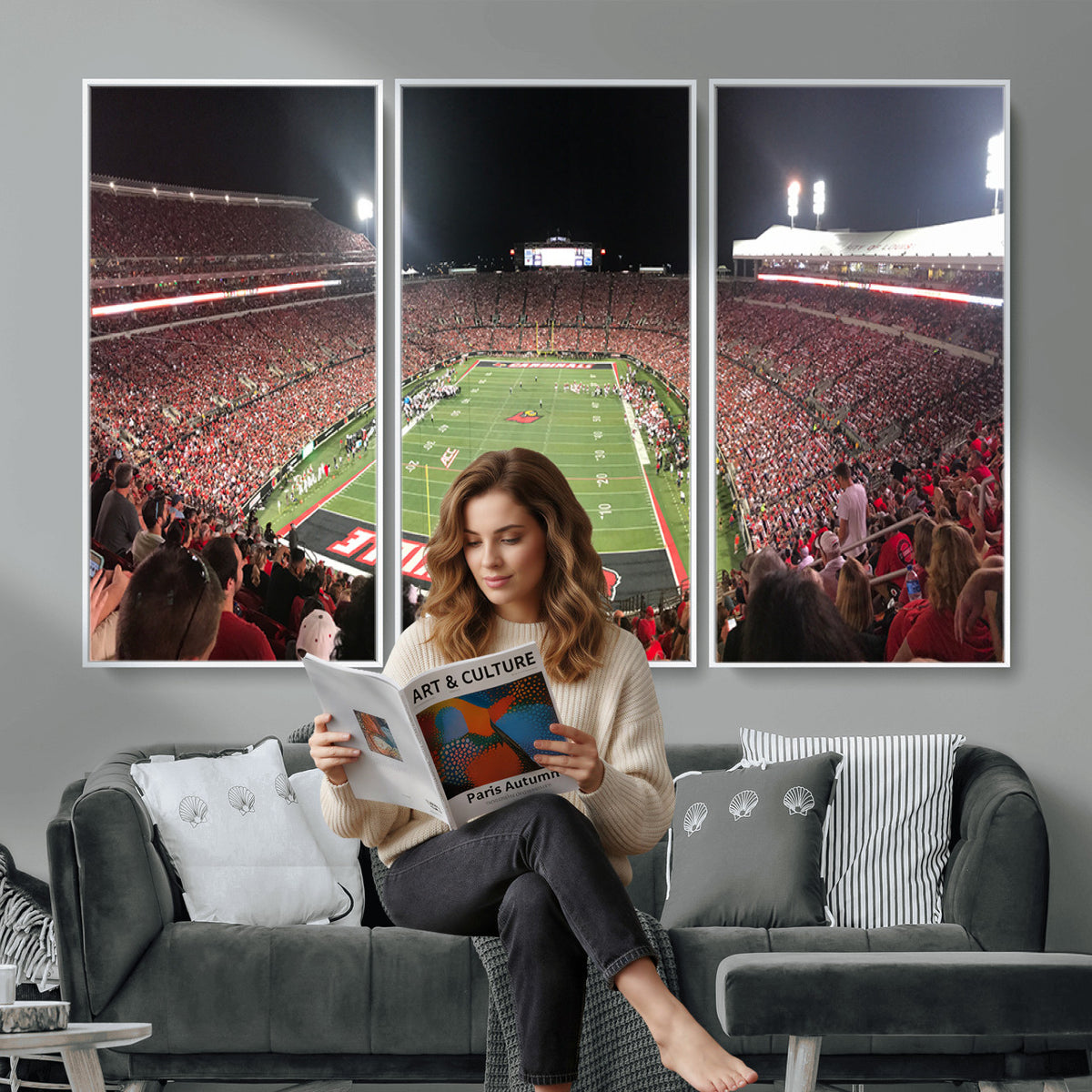 51251-PAN-FL-20X10 - University of Louisville Cardinals Football Team Print - Louisville Cardinal Stadium Wall Art Canvas