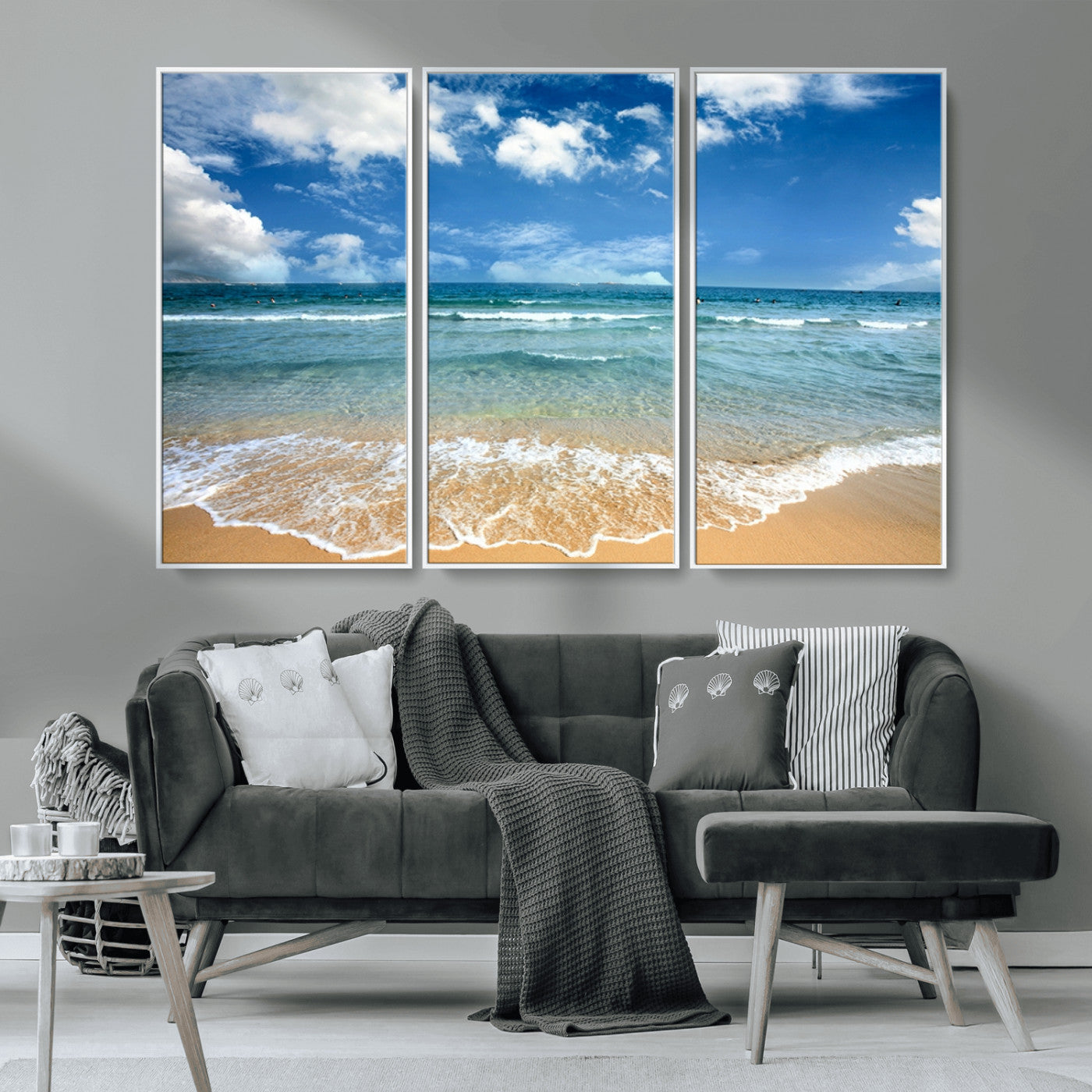 MGV-FC-48X32-3P - Sea View From the Beach Canvas Print
