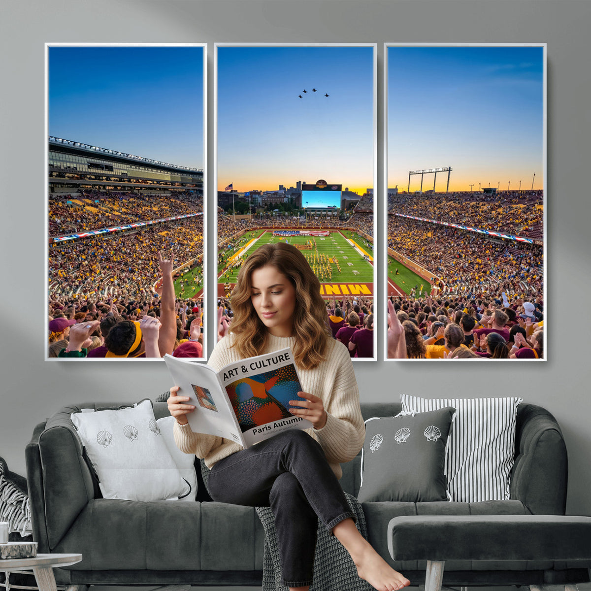 84421-MGV-CV-36X24 - University of Minnesota Golden Gophers Art Print, Football Team Print - Minneapolis Huntington Bank