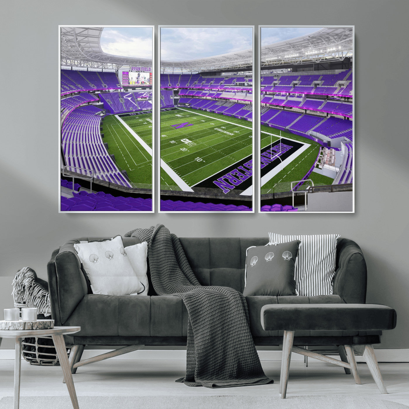 MGV-FC-48X32-3P - Northwestern University Wildcats Football Team Print - Evanston Ryan Field Wall Art Canvas Print